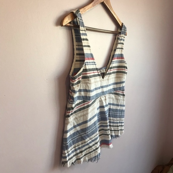 ZARA BASIC Denim Couture V Neck Red White Blue Patriotic July 4 Striped Tank Med - Picture 4 of 12